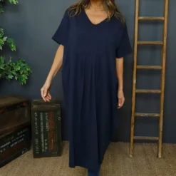Fenella Cotton Dress Navy