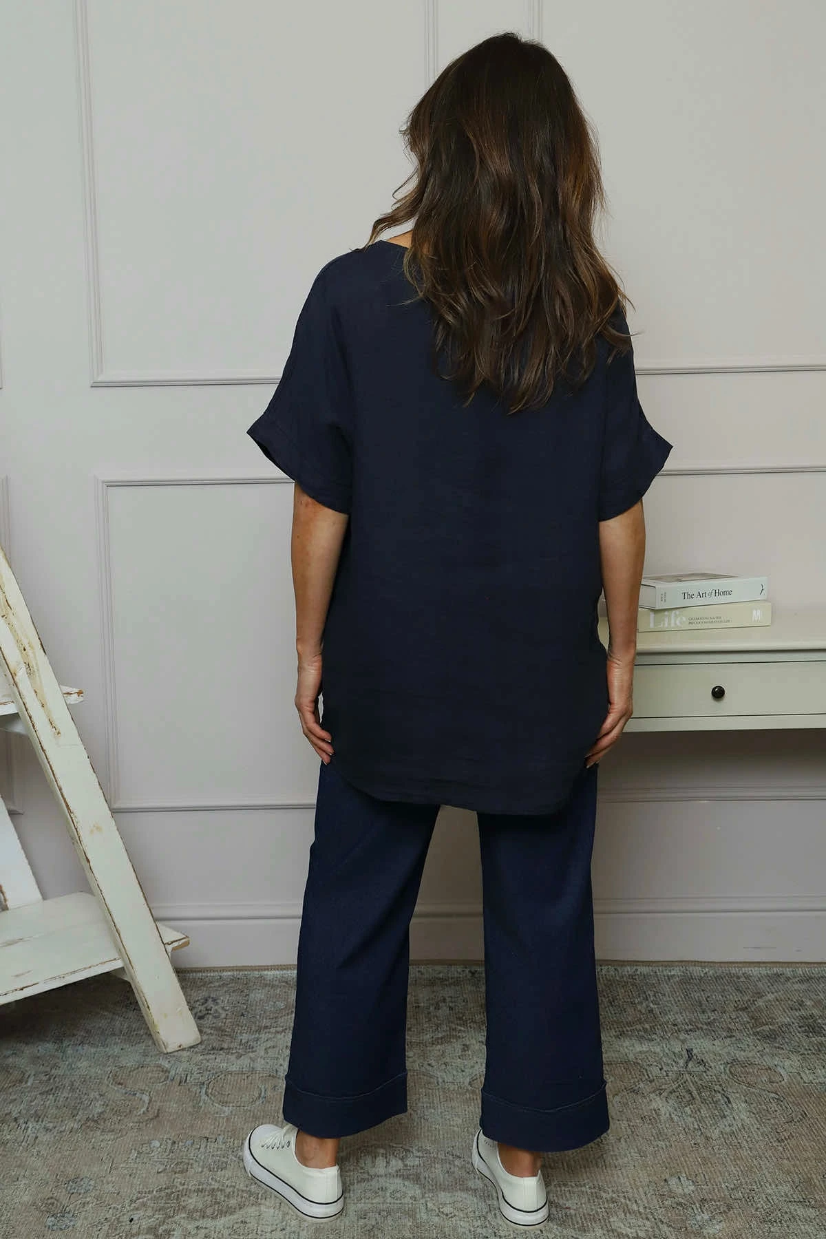 Beatrice Pocket Linen Top Navy 6 Beatrice Pocket Linen Top Navy - Image 4