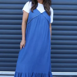 Shanna Strap Denim Dress Mid Denim