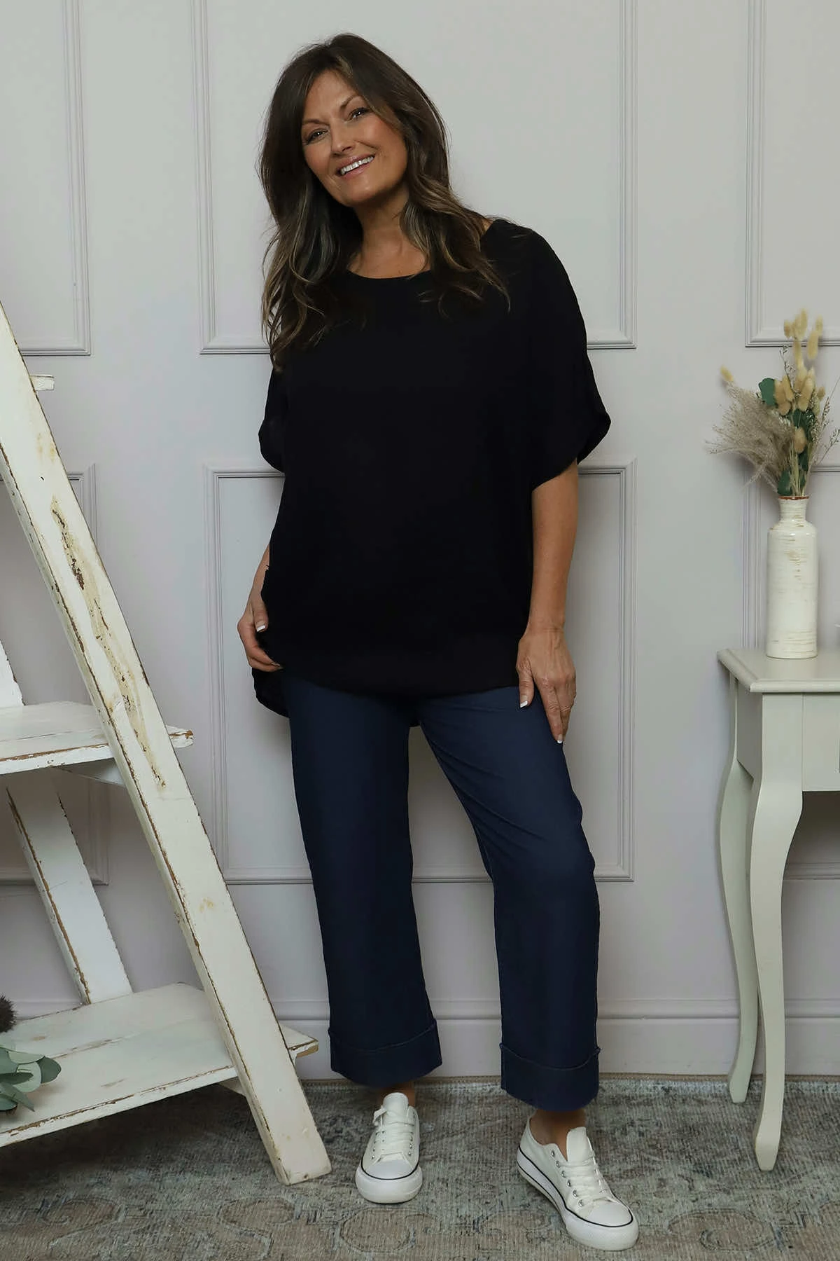 Beatrice Pocket Linen Top Black 3 Beatrice Pocket Linen Top Black