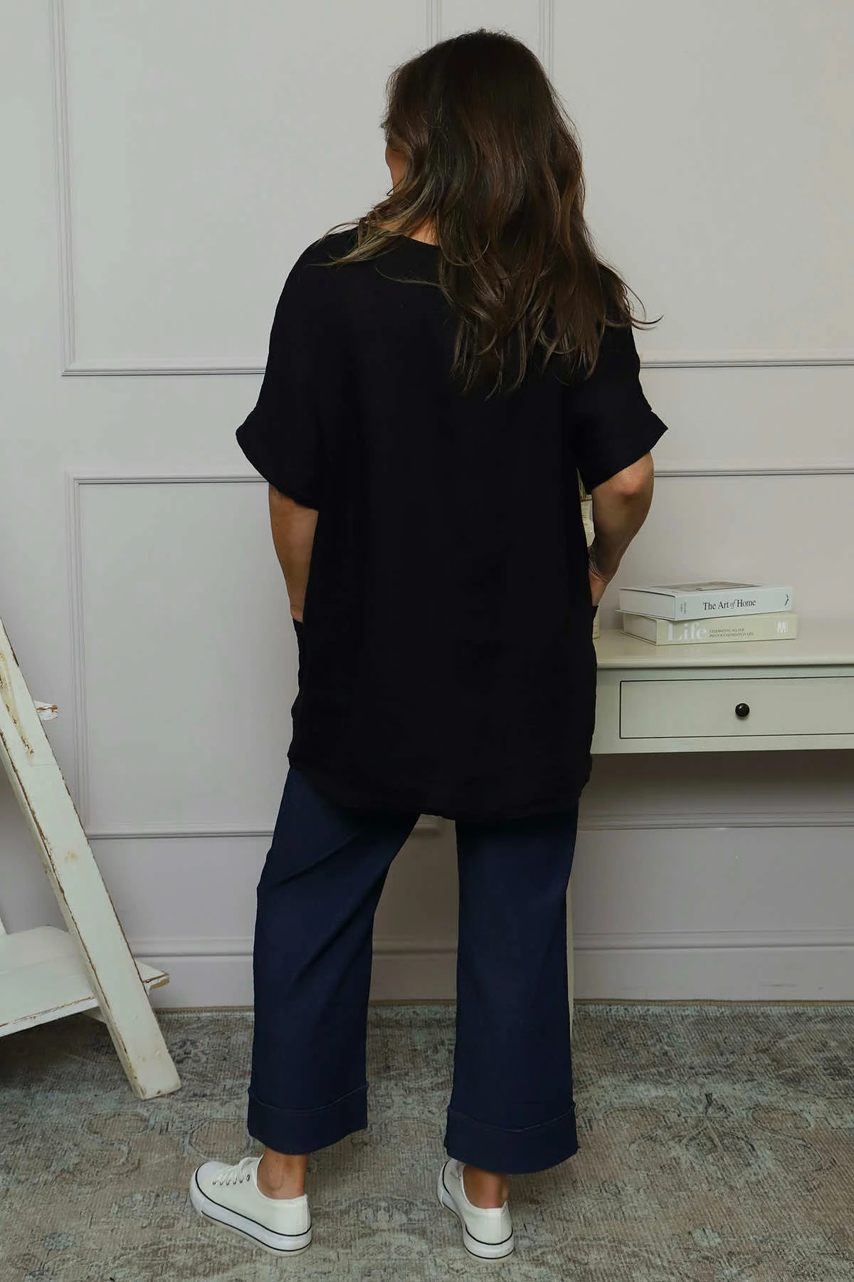 Beatrice Pocket Linen Top Black 6 Beatrice Pocket Linen Top Black - Image 4