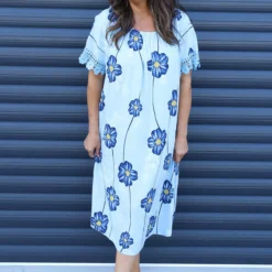 Thea Floral Dress Light Blue