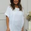 Beatrice Pocket Linen Top White