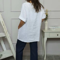 Beatrice Pocket Linen Top White 9 Beatrice Pocket Linen Top White -Kitandkaboodal Store IMG 2115 63c14da4 0c28 4e05 a973 7a9d7e291138