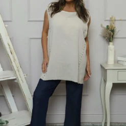 Ferne Sleeveless Cotton Top Stone