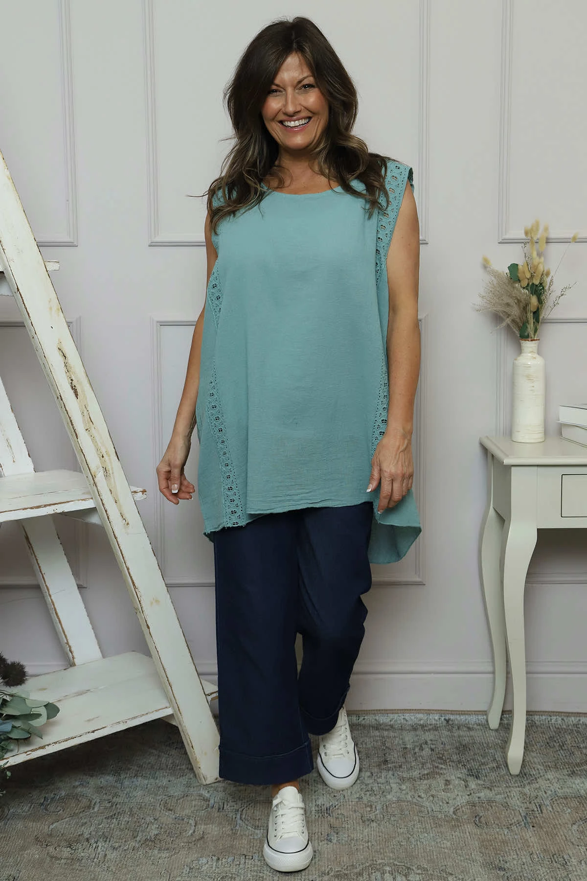 Ferne Sleeveless Cotton Top Sage Green 3 Ferne Sleeveless Cotton Top Sage Green