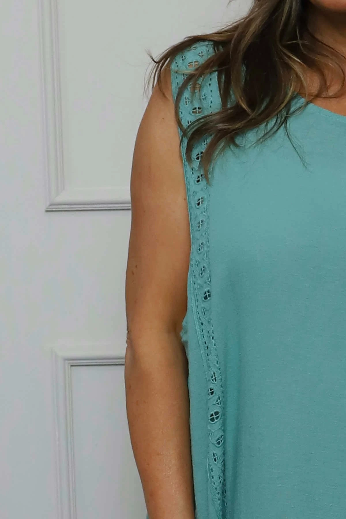 Ferne Sleeveless Cotton Top Sage Green 5 Ferne Sleeveless Cotton Top Sage Green - Image 3