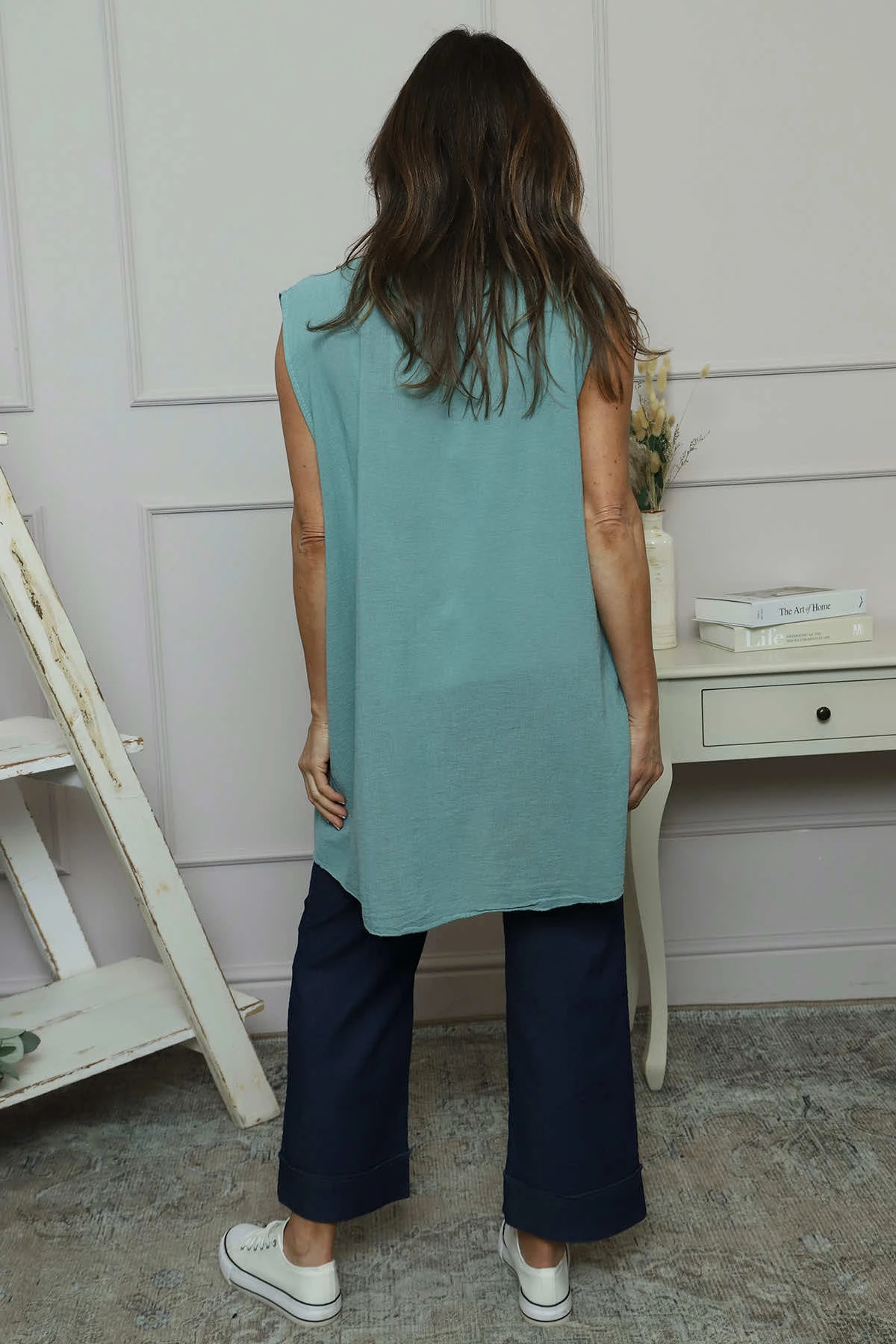 Ferne Sleeveless Cotton Top Sage Green 6 Ferne Sleeveless Cotton Top Sage Green - Image 4