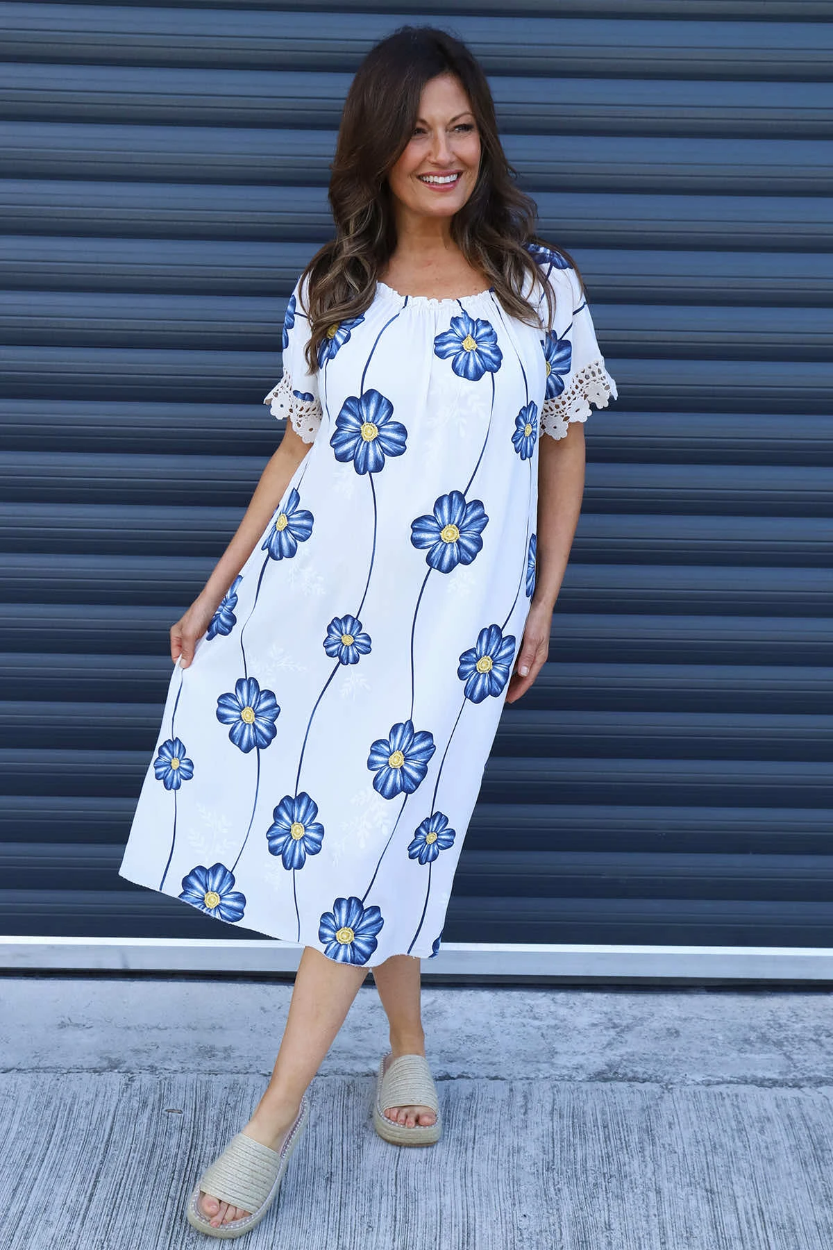 Thea Floral Dress Stone 3 Thea Floral Dress Stone