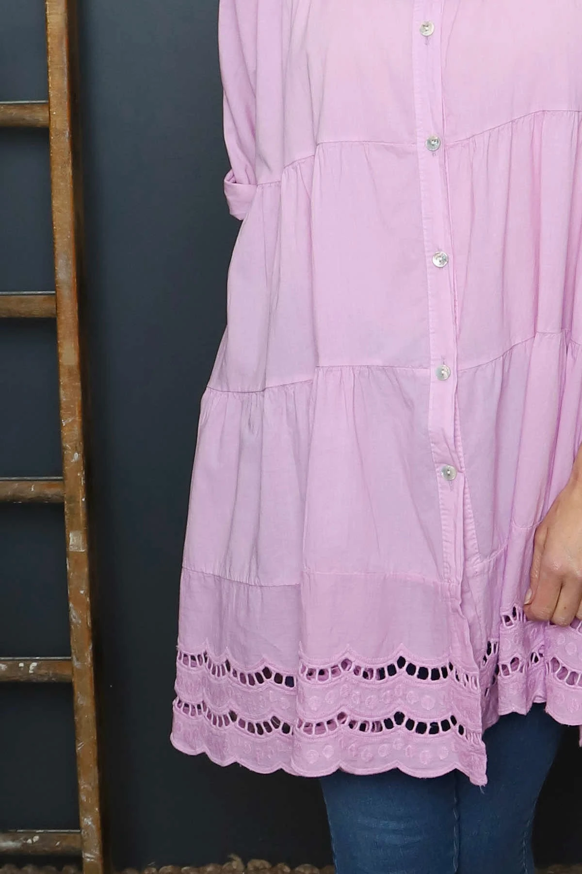 Ermina Tiered Cotton Shirt Lilac 5 Ermina Tiered Cotton Shirt Lilac - Image 3