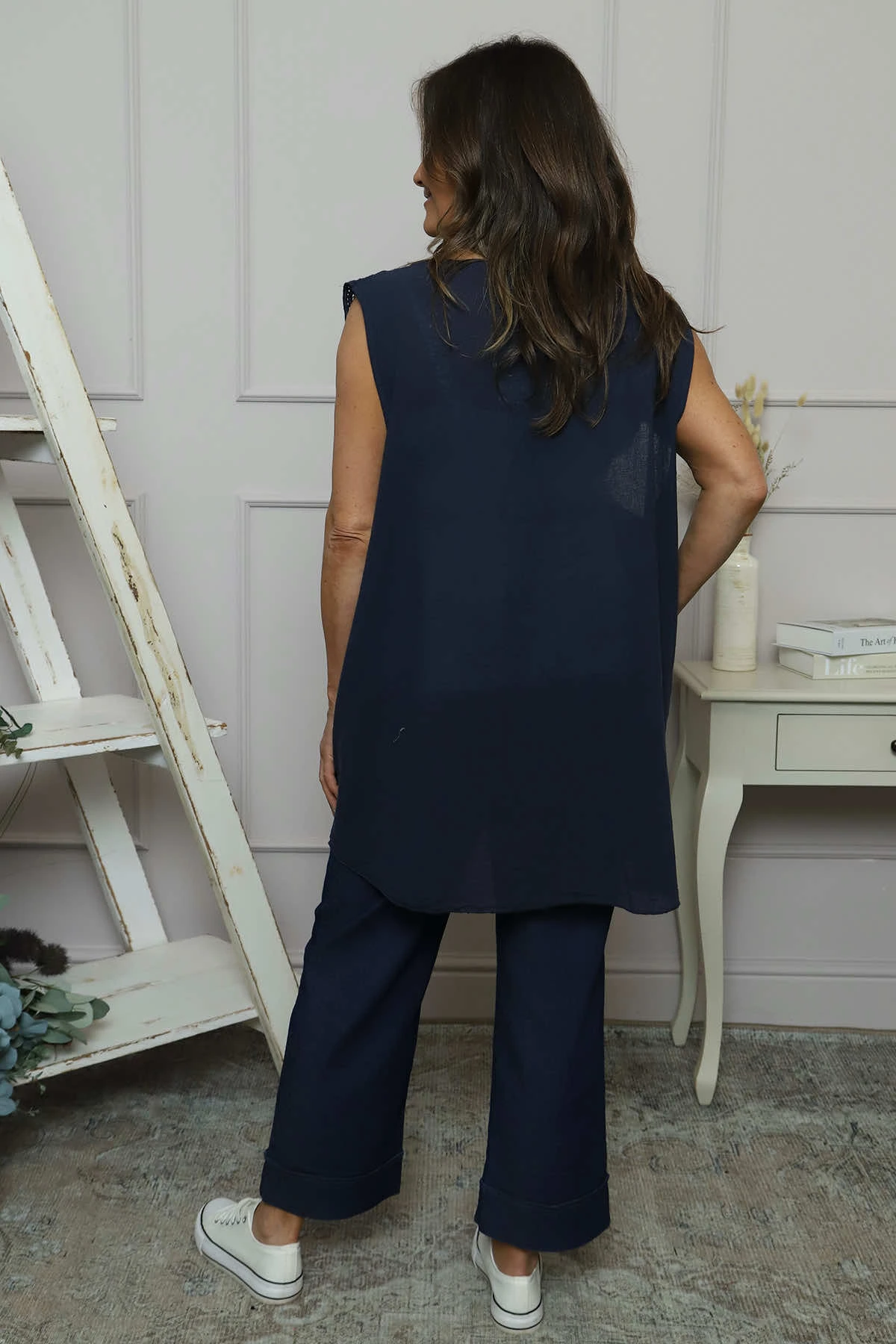 Ferne Sleeveless Cotton Top Navy 6 Ferne Sleeveless Cotton Top Navy - Image 4