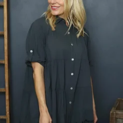 Ermina Tiered Cotton Shirt Charcoal -Kitandkaboodal Store IMG 2187 11cb16a9 a773 43d8 9300 a05befcf3091