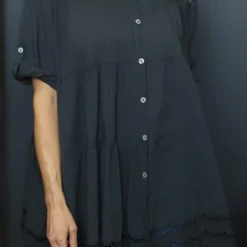 Ermina Tiered Cotton Shirt Charcoal -Kitandkaboodal Store IMG 2190 92642d51 1881 4779 bf22 3cb358333fa7