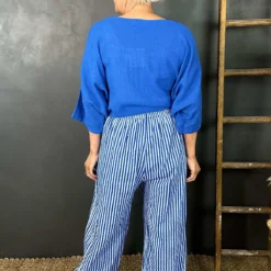 Nina Stripe Linen Trousers Cobalt -Kitandkaboodal Store IMG 2191 ac2b132f a180 4dff bd59 b14c1e8632e4