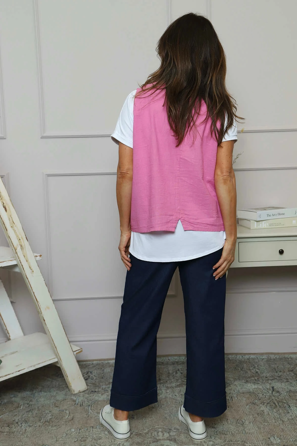 Maryam Linen Waistcoat Fuchsia 6 Maryam Linen Waistcoat Fuchsia - Image 4