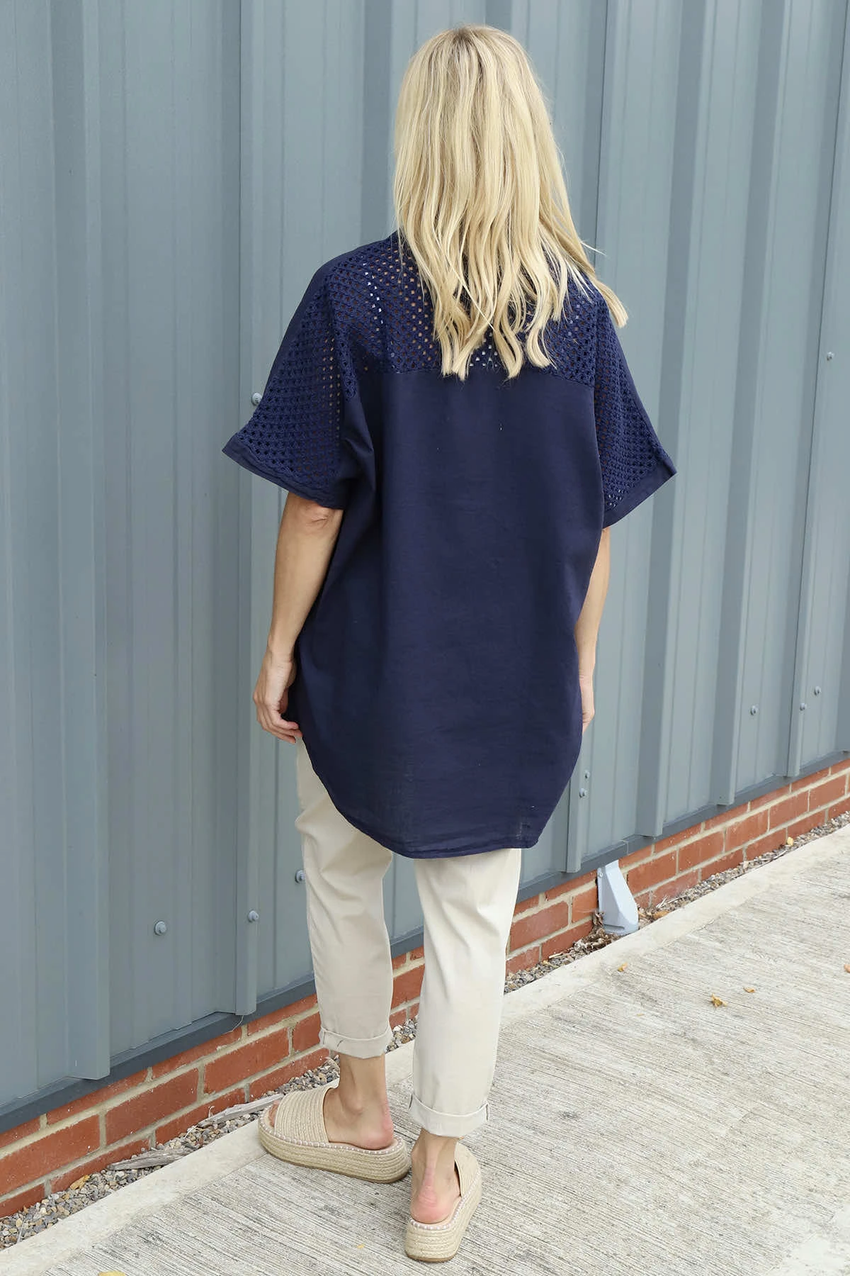 Theodora Crochet Detail Shirt Navy 6 Theodora Crochet Detail Shirt Navy - Image 4