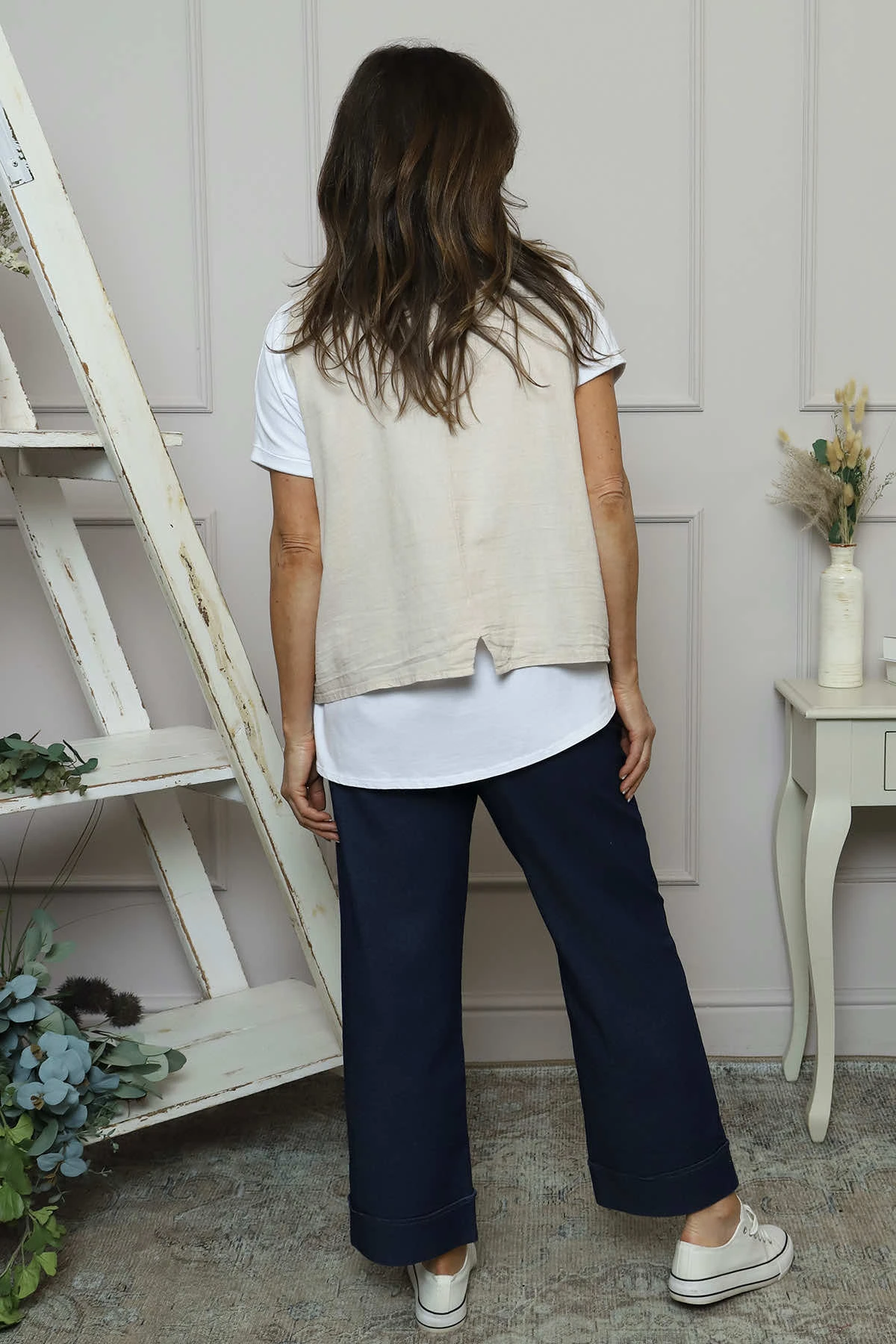 Maryam Linen Waistcoat Stone 6 Maryam Linen Waistcoat Stone - Image 4