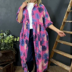 Veronica Print Button Cotton Dress Fuchsia -Kitandkaboodal Store IMG 2227 460463c5 b59c 4bc5 838c a9490ff466d8