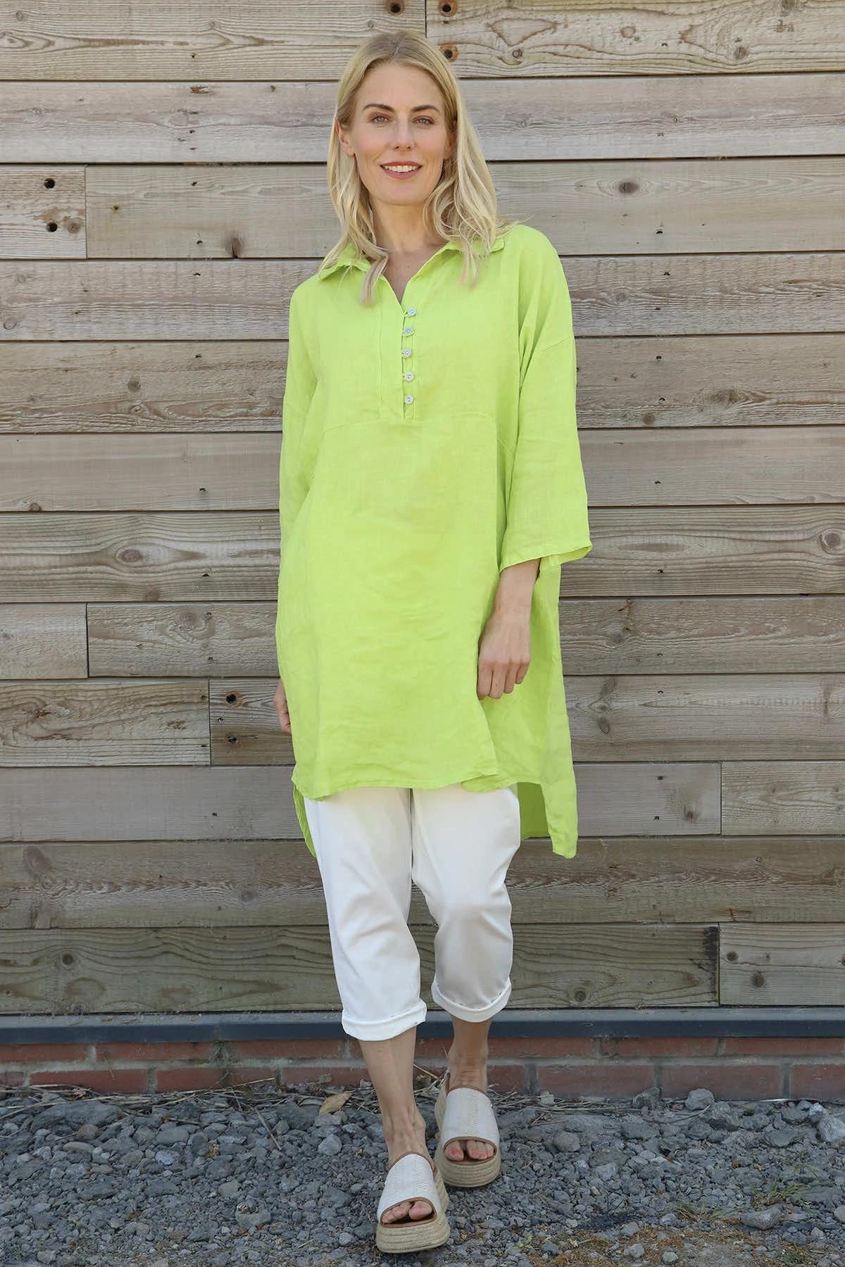 Rhiannon Crinkle Cotton Tunic Lime 3 Rhiannon Crinkle Cotton Tunic Lime