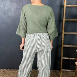 Nina Stripe Linen Trousers Khaki -Kitandkaboodal Store IMG 2254 0de61df6 8ed2 4ebb a109 2f60b14bdfe3