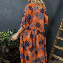 Veronica Print Button Cotton Dress Orange 9 Veronica Print Button Cotton Dress Orange -Kitandkaboodal Store IMG 2261 b2d7a4a2 a6a4 447c a974 a699eafa1992