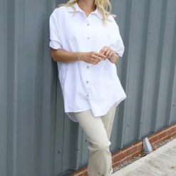 Theodora Crochet Detail Shirt White