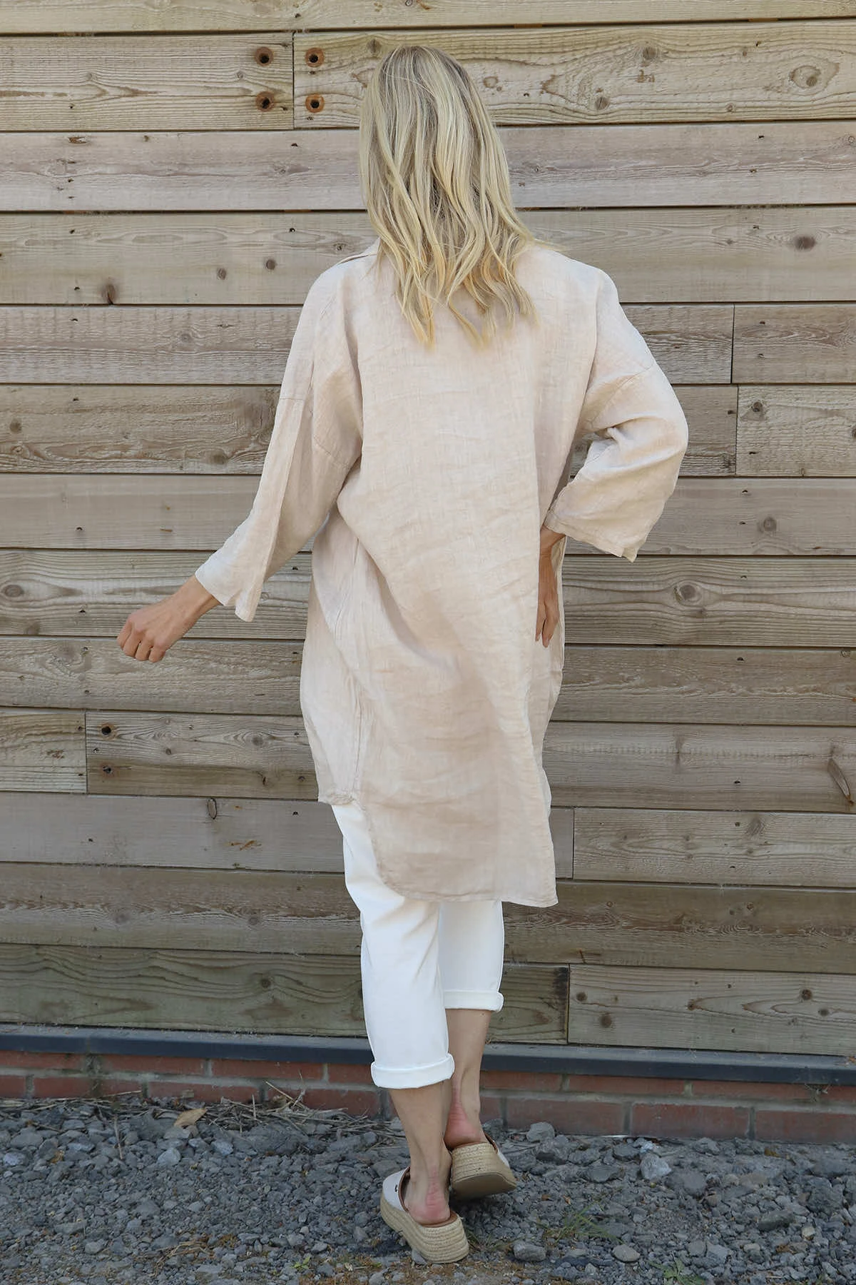 Tarna Button Linen Tunic Stone 6 Tarna Button Linen Tunic Stone - Image 4