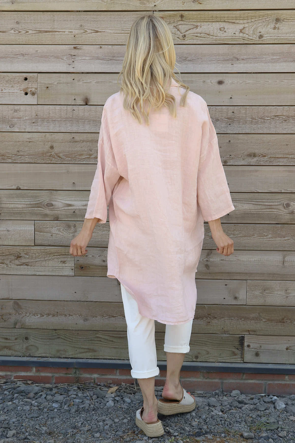 Tarna Button Linen Tunic Pink 6 Tarna Button Linen Tunic Pink - Image 4