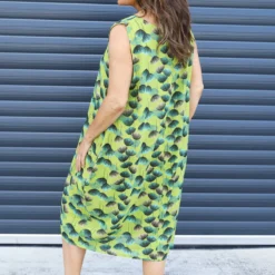 Chloe Print Sleeveless Cotton Dress Olive -Kitandkaboodal Store IMG 2286 7459f755 5983 4f2b 93fa fbfe08202f36