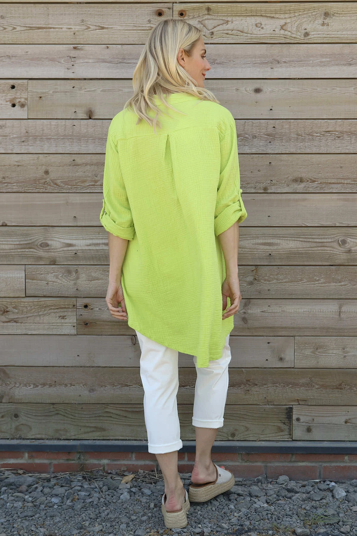 Rhiannon Crinkle Cotton Tunic Lime 6 Rhiannon Crinkle Cotton Tunic Lime - Image 4