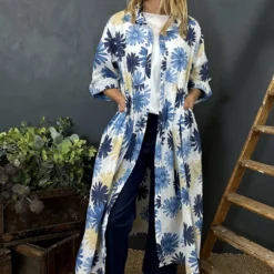 Veronica Print Button Cotton Dress White