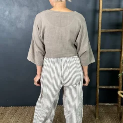 Nina Stripe Linen Trousers Mocha 9 Nina Stripe Linen Trousers Mocha -Kitandkaboodal Store IMG 2300 92420545 186b 4c87 9a03 52fce9087473