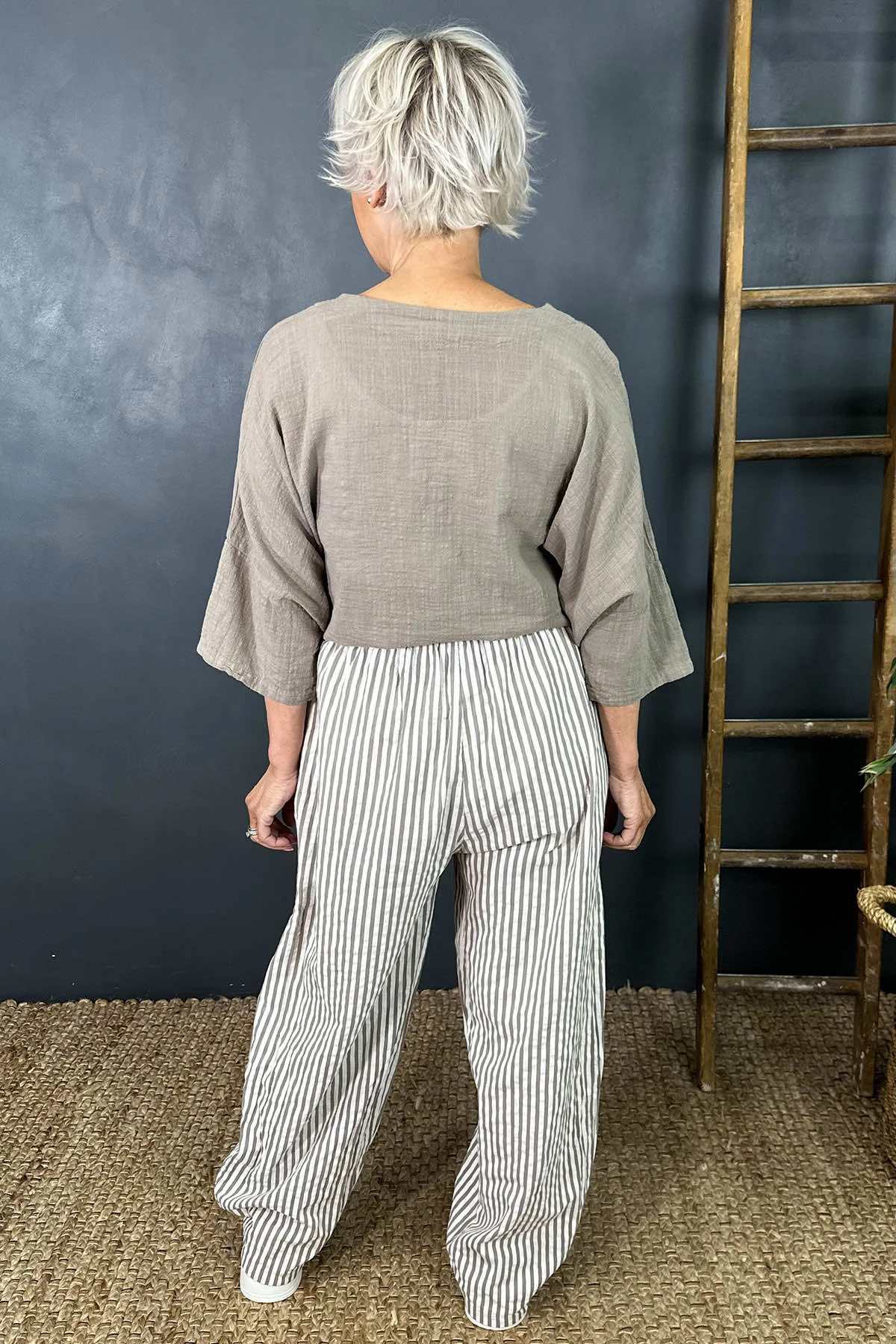 Nina Stripe Linen Trousers Mocha 6 Nina Stripe Linen Trousers Mocha - Image 4