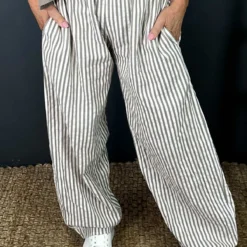 Nina Stripe Linen Trousers Mocha 8 Nina Stripe Linen Trousers Mocha -Kitandkaboodal Store IMG 23042