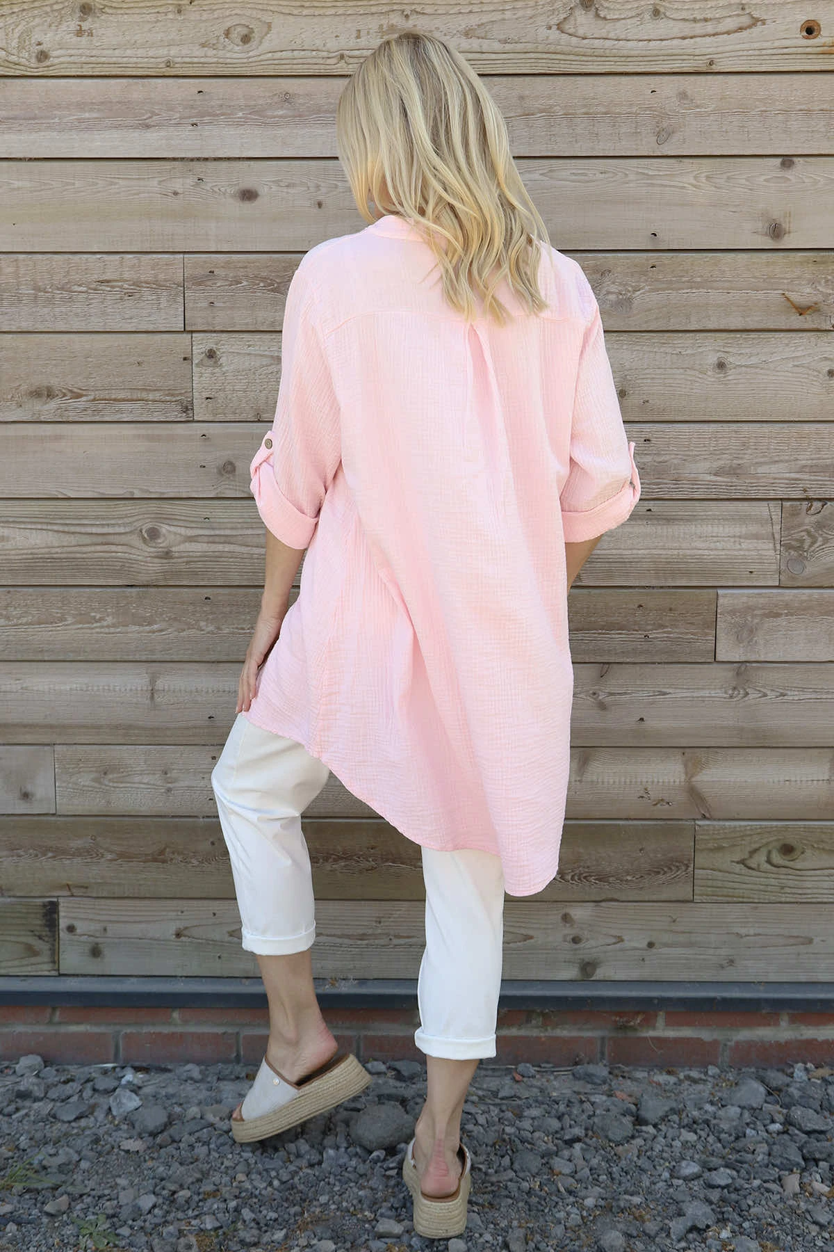 Rhiannon Crinkle Cotton Tunic Pink 6 Rhiannon Crinkle Cotton Tunic Pink - Image 4