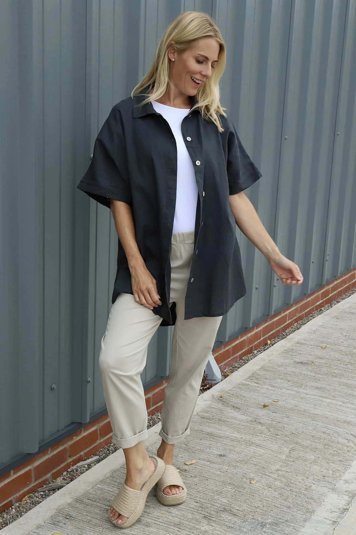 Theodora Crochet Detail Shirt Navy 3 Theodora Crochet Detail Shirt Navy