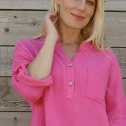 Rhiannon Crinkle Cotton Tunic Fuchsia -Kitandkaboodal Store IMG 2327 fb21325a 1729 4c23 aead 1a251ae2f3f8