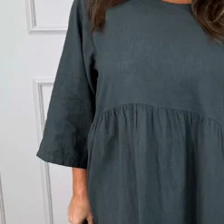 Francesca Linen Dress Charcoal 8 Francesca Linen Dress Charcoal -Kitandkaboodal Store IMG 2352 1049bc70 f35b 46b0 8275 454a4cc8a9c8