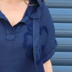 Carlina Hooded Flower Detail Linen Dress Navy 8 Carlina Hooded Flower Detail Linen Dress Navy -Kitandkaboodal Store IMG 2381 5f2aec49 02a2 4b7a 9995 d365c3e37349