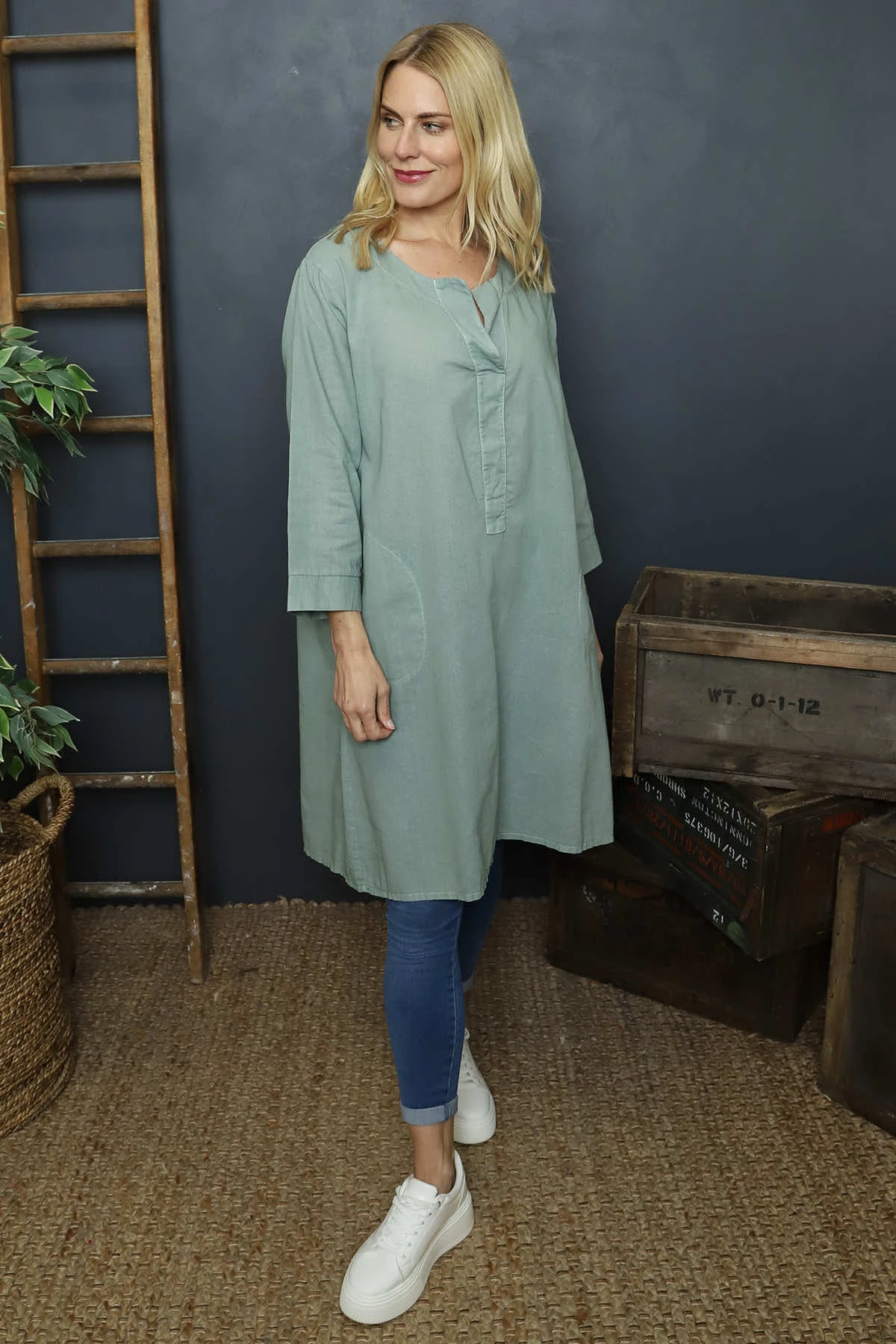 Davina Linen Tunic Light Khaki 3 Davina Linen Tunic Light Khaki