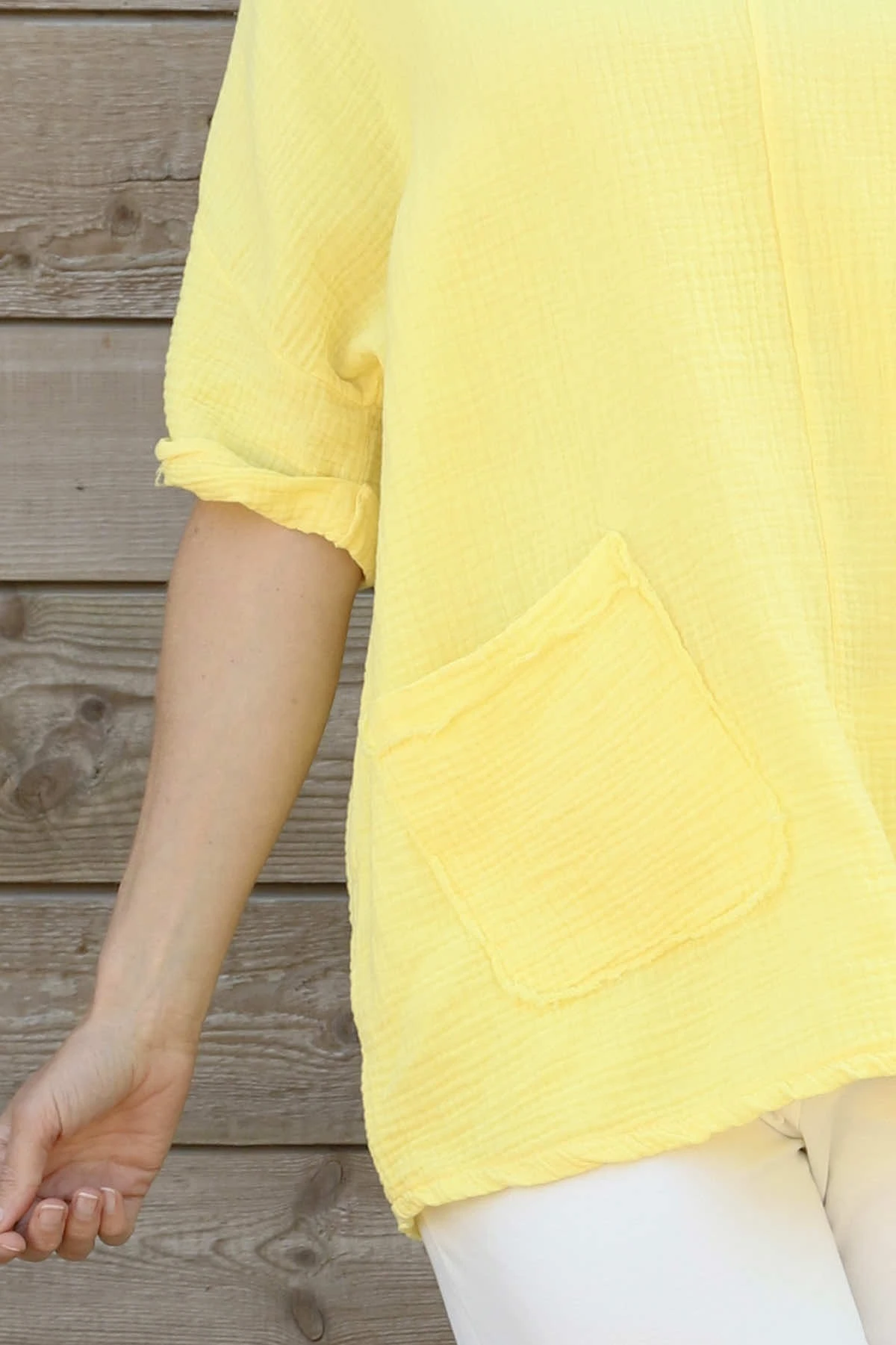 Leonie Crinkle Cotton Top Yellow 5 Leonie Crinkle Cotton Top Yellow - Image 3