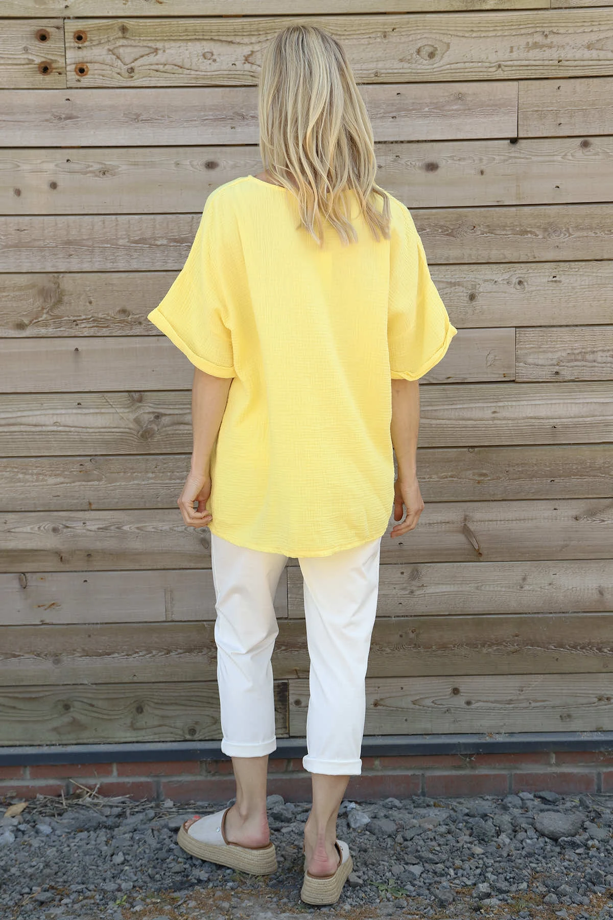 Leonie Crinkle Cotton Top Yellow 6 Leonie Crinkle Cotton Top Yellow - Image 4