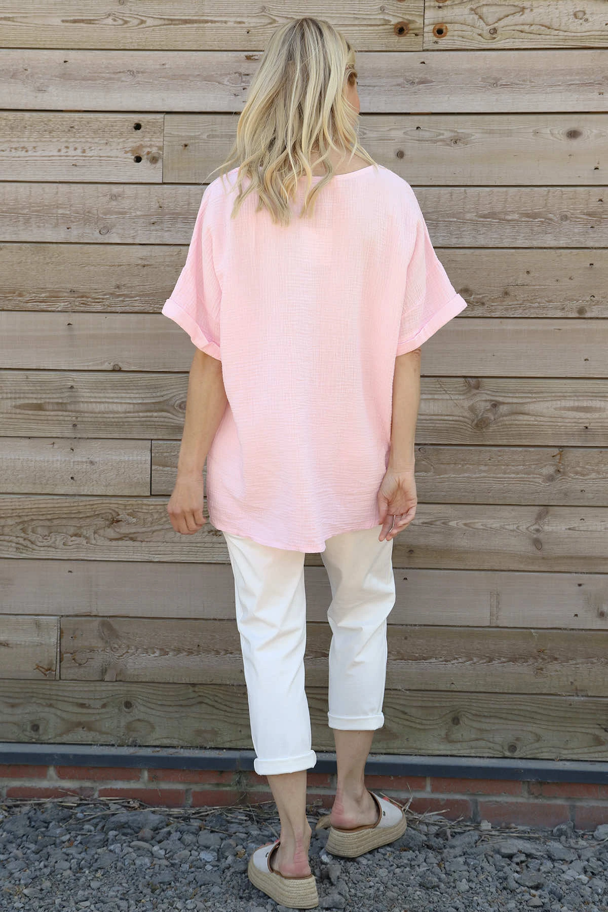 Leonie Crinkle Cotton Top Pink 6 Leonie Crinkle Cotton Top Pink - Image 4