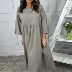 Francesca Linen Dress Mocha -Kitandkaboodal Store IMG 2447 d04851f0 0d2e 442e aa31 20fb2abbd3ee
