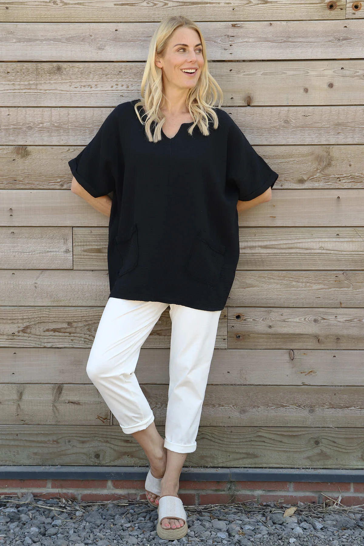 Leonie Crinkle Cotton Top Black 3 Leonie Crinkle Cotton Top Black