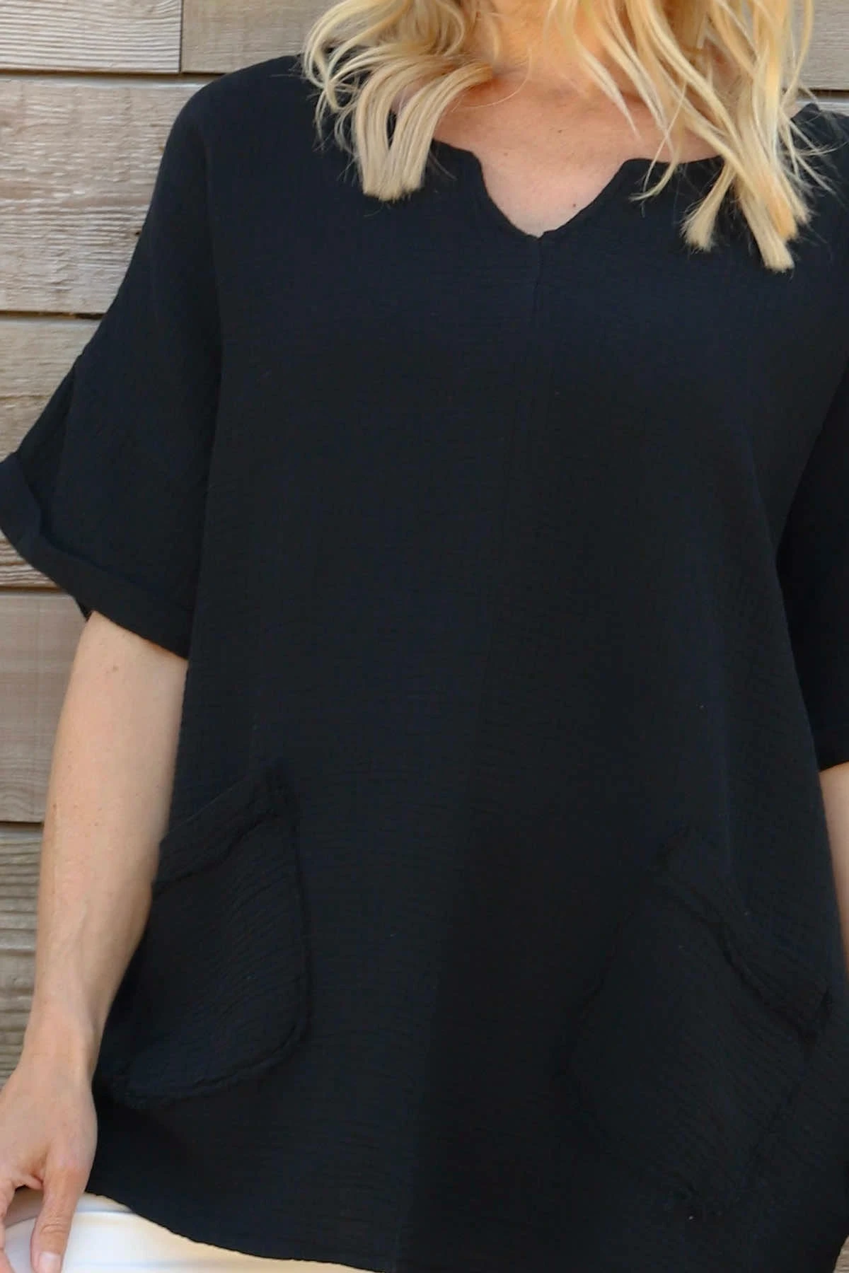 Leonie Crinkle Cotton Top Black 5 Leonie Crinkle Cotton Top Black - Image 3