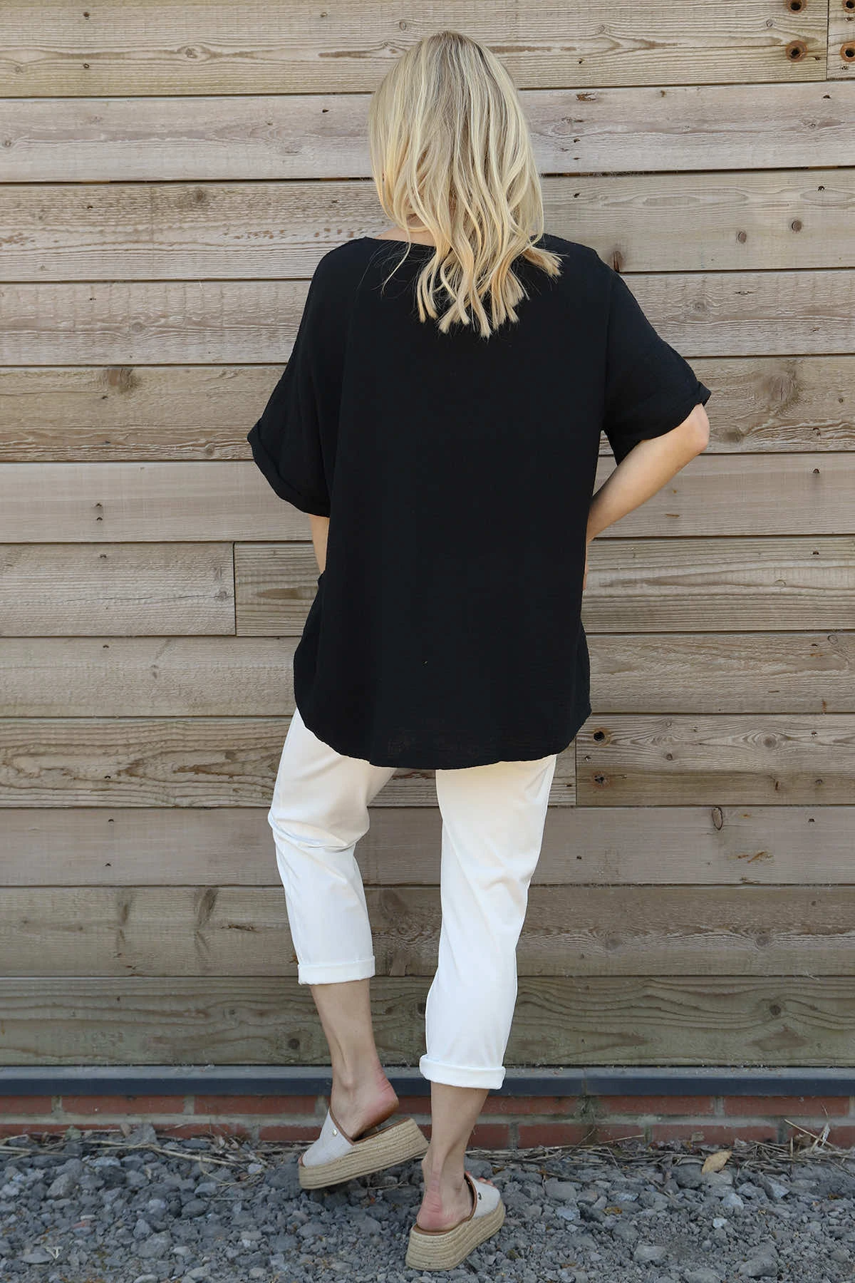 Leonie Crinkle Cotton Top Black 6 Leonie Crinkle Cotton Top Black - Image 4