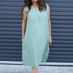 Everly Sleeveless Linen Dress Sage Green 8 Everly Sleeveless Linen Dress Sage Green -Kitandkaboodal Store IMG 2494 5d41824c 3649 4acf b86d a3ba78a4441b