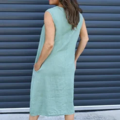 Everly Sleeveless Linen Dress Sage Green 9 Everly Sleeveless Linen Dress Sage Green -Kitandkaboodal Store IMG 2497 c04ab561 f81b 43ae bf7e 0a78bc830720