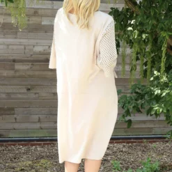 Cadie Crochet Detail Linen Dress Stone -Kitandkaboodal Store IMG 2534